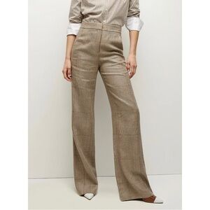 NWT Veronica Beard Wide-Leg Plaid Linen-Blend Tonelli High-Waist Pant